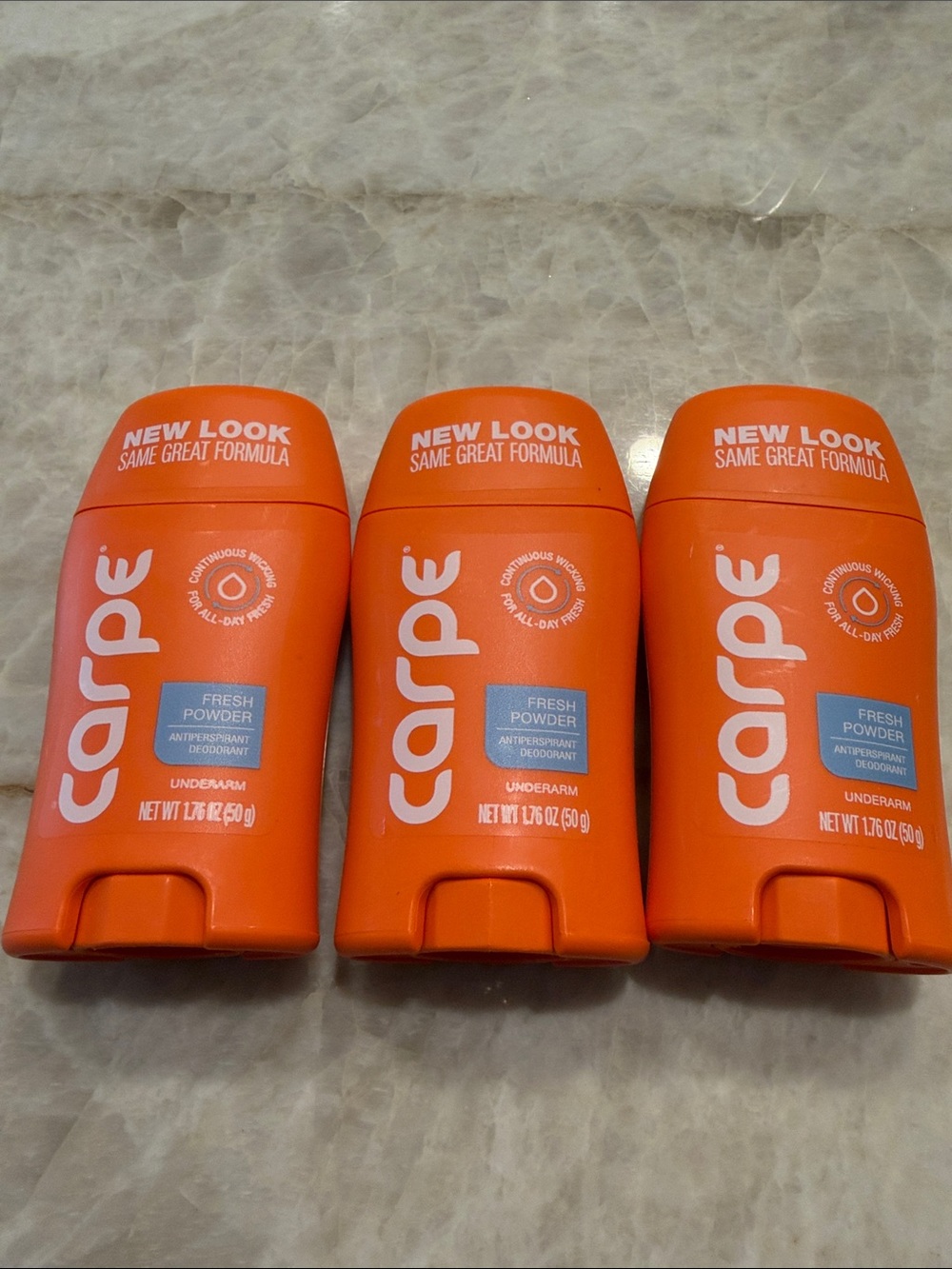 Carpe Fresh Powder Deodorant Set of 3, unopened